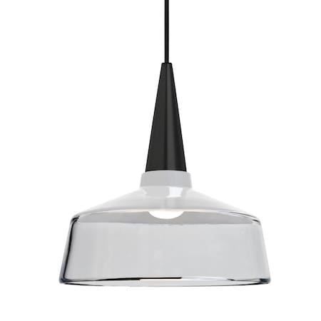 Besa Lighting Baron 10 Cord Pendant, White/Clear, Black Finish, 1x9W LED 1JT-BARON10WH-LED-BK